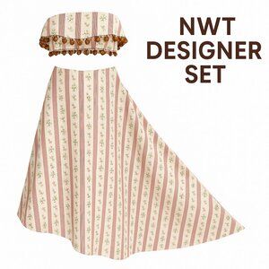 NWT WeWoreWhat Lemon Icing Floral Stripe 2-Piece Set Size 2 Designer Co-Ord